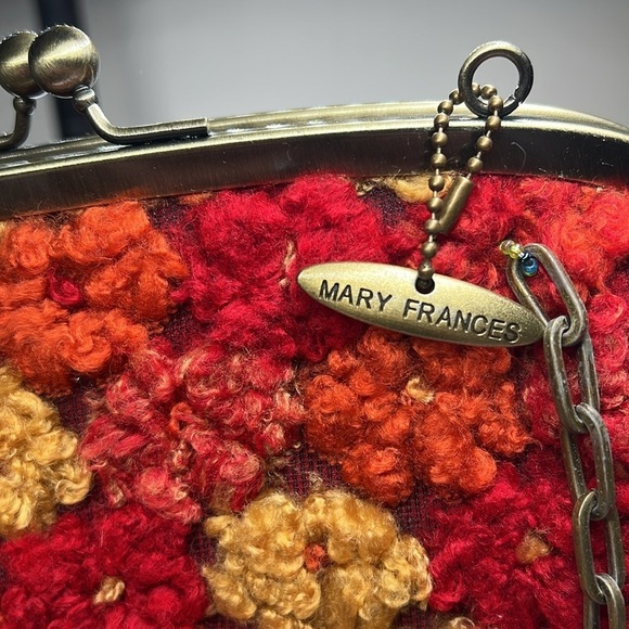 Mary Frances Wool Appliqué Beaded Double Chain Handles Kisslock Bag - New - Picture 12 of 12